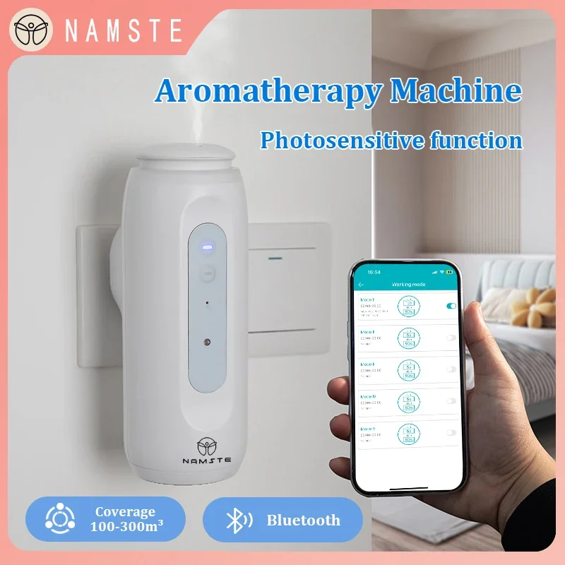 Home Fragrance Vaporizer - Namste-ポータブルスマートディフューザー、Bluetoothソケットスタイル、自動ナイトライト、アロマオイル、エッセンシャルオイル、オフィス、家庭、芳香剤、300m ³