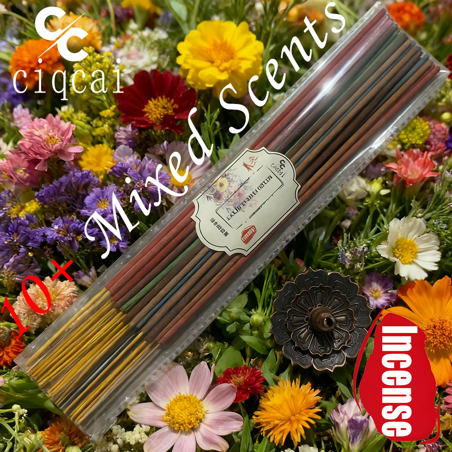 Home Fragrance Homemade - ミックスフレーバー高級線香、25本入り。 5cmの延長バージョンのお香、バニラ、洋梨、桜、セージ、ムスク、クローブ、桜、バイオレット、インドのお香、レモングラス、アップルシナモンなどの天然香料を使用しています。 純粋に手作り、新鮮な香りと長持ちするアロマ、ヨガ、瞑想、消臭、家庭、茶室、屋外での使用に適しています。