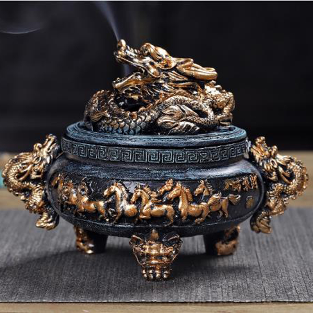 レトロなドラゴンフェニックスの香炉,樹脂製の防火装置,3本足 - Home Fragrance No 3 のレビューと価格